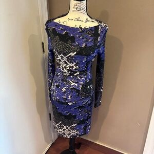 NWT Nicole Miller Artelier abstract print ruched dress
